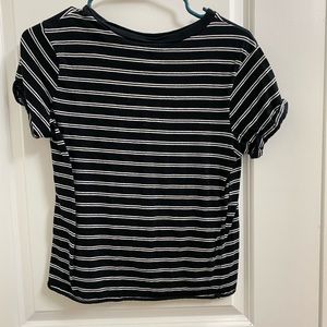 Black white stripe short sleeve crop top. Size small, but fits like a medium.